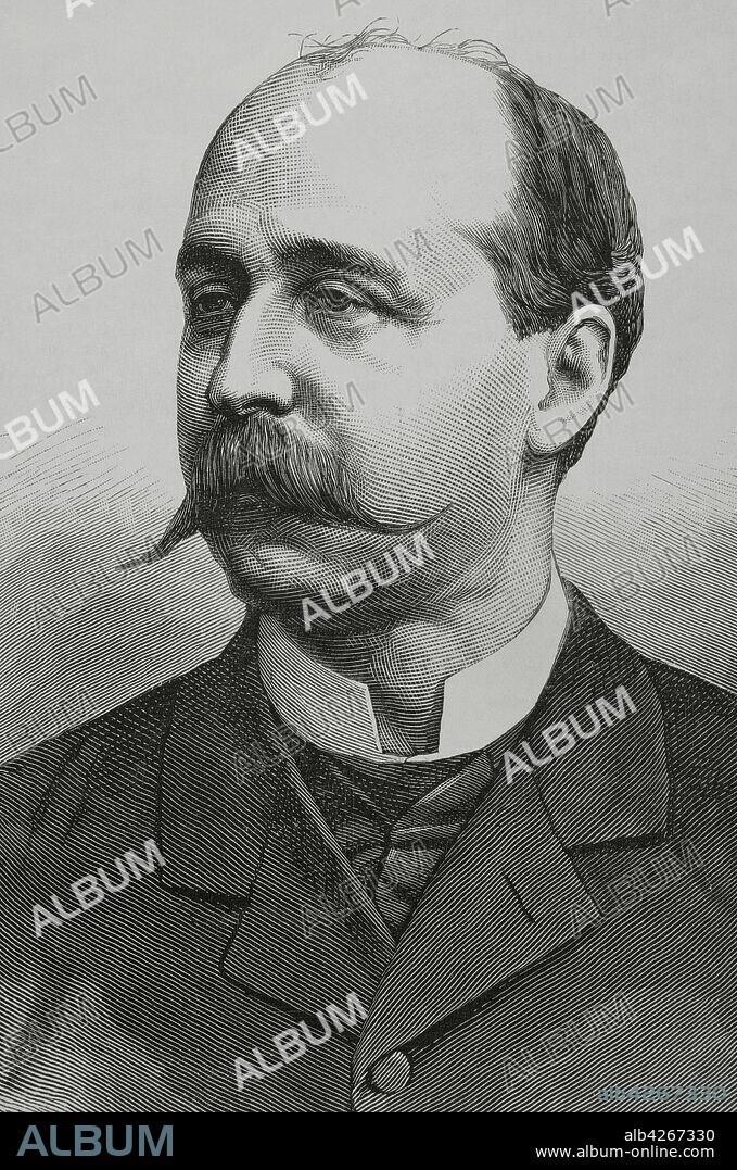 Segismundo Moret y Prendergast (1838-1913). Haciendista, literato y político español. Jefe del Partido Democrático-Monárquico. Dibujo por Badillo. Grabado por Arturo Carretero (m.1903). La Ilustración Española y Americana,15 de noviembre de 1881.