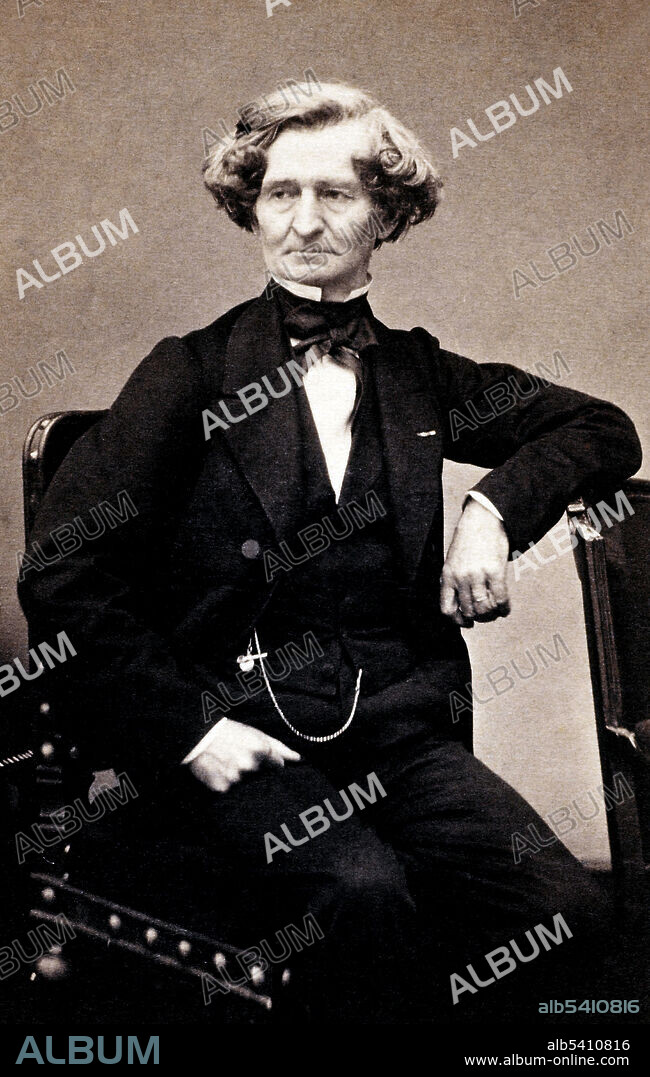 Hector Berlioz (December 1803 - March 8, 1869) was a French Romantic composer who had no formal training. In1844, his highly influential Treatise on Instrumentation was published. His influence was critical for the development of Romanticism, especially in composers like Wagner, Liszt, Strauss, and Mahler.  Pierre Lanith Petit, undated (cropped and cleaned).