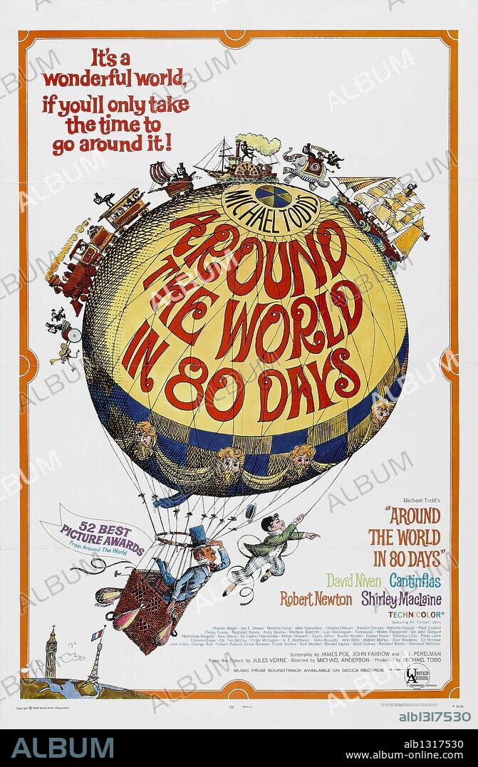 Poster of AROUND THE WORLD IN EIGHTY DAYS, 1956, directed by MICHAEL ANDERSON. Copyright UNITED ARTISTS.