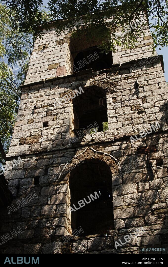 Republic of Albania. Moscopole. Church of Saint Nicholas. 18th century. Bell tower.
