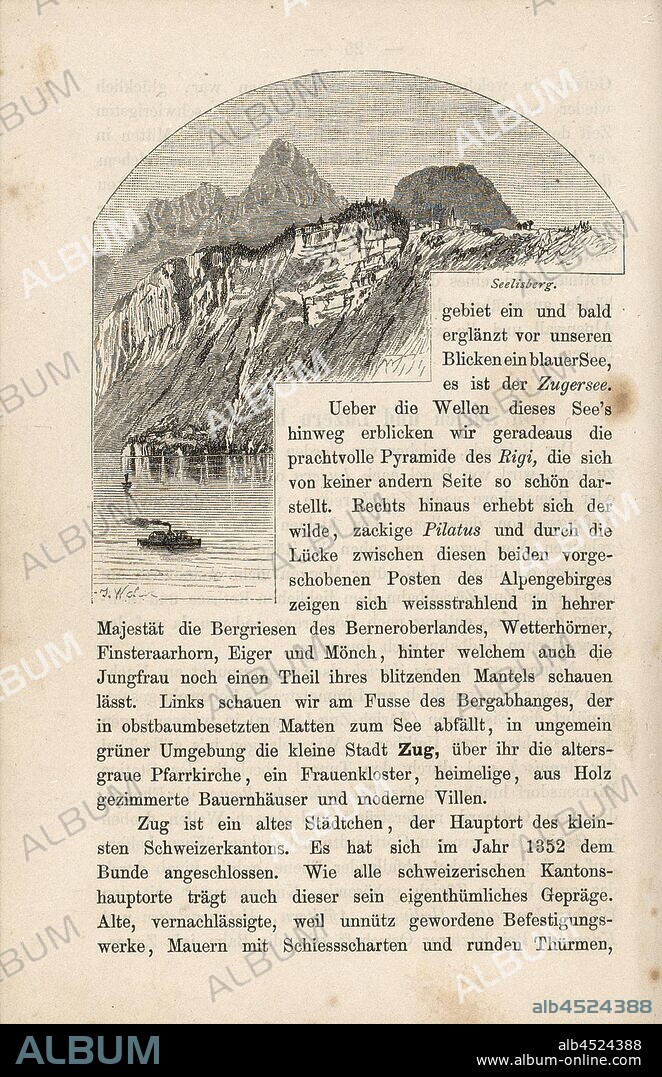 Seelisberg, Seelisberg and Vierwaldstättesee in the canton of Uri, signed: J. Weber, Fig. 11, p. 26, Weber, Johannes (del.); Orell Füssli & Co. (exc.), 1882, Jakob Hardmeyer: Die Gotthardbahn. Zürich: Druck, Verlag und Illustration von Orell Füssli & Co., [188-].