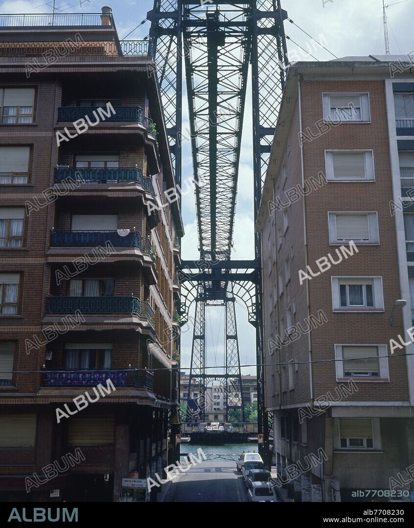 ALBERTO PALACIO (1856-1939). PUENTE COLGANTE TAMBIEN LLAMADO PUENTE VIZCAYA- 1893 - UNE PORTUGALETE CON GETXO - FOTO AÑOS 80.