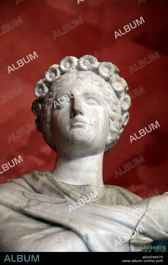 Statue of Polyhymnia, Muse of Sacred Song, Oratory, and Singing. Roman, after a Greek model of the mid 4th century BC. Found in the collection of The Hermitage, St Petersburg.