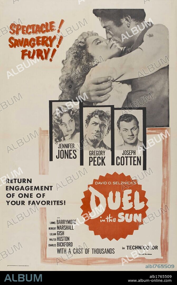 Plakat zu DUEL IN THE SUN, 1946, unter der Regie von KING VIDOR. Copyright SELZNICK/RKO.