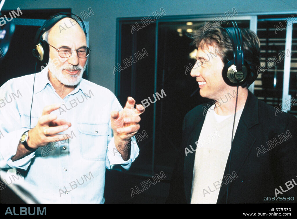 MARTIN SHORT and PATRICK STEWART in JIMMY NEUTRON: BOY GENIUS, 2001, directed by JOHN A. DAVIS. Copyright NICKELODEON MOVIES/DNA PRODUCTIONS/O ENTERTAINMENT.
