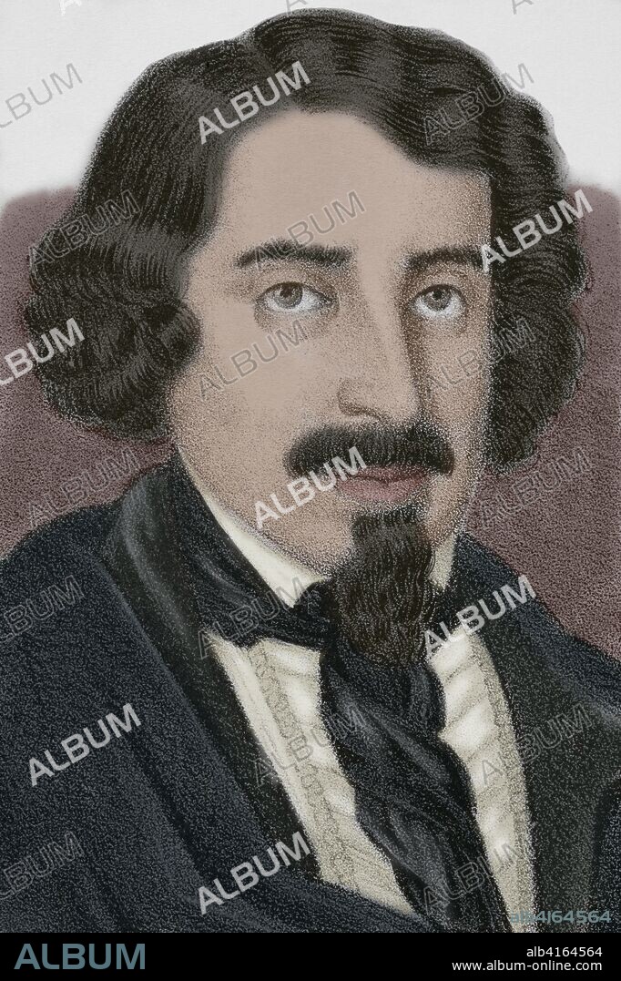 Jose de Espronceda (1808-1842). Romantic Spanish poet. Drawing by Llanta (1839-1904), detail. Lithography. Later colouration. Cronica General de Espa–a, Historia Ilustrada y Descriptiva de sus Provincias. Extremadura, 1870.