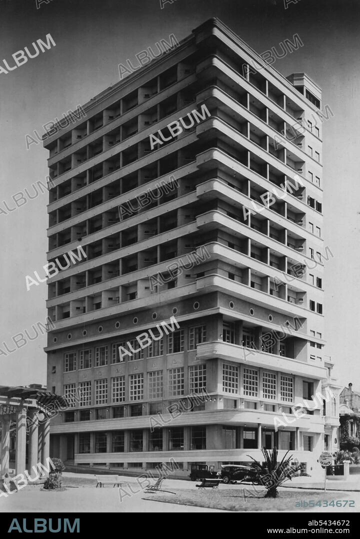 Modern Structures In Uruguay -- New York's model of modern high - rise buildings is emerging in Uruguay line management and architectural balance are to be regarded as extremely tasteful. For example, U.B. A hotel building in Montevideo, the capital of Uruguay. December 8, 1937.
