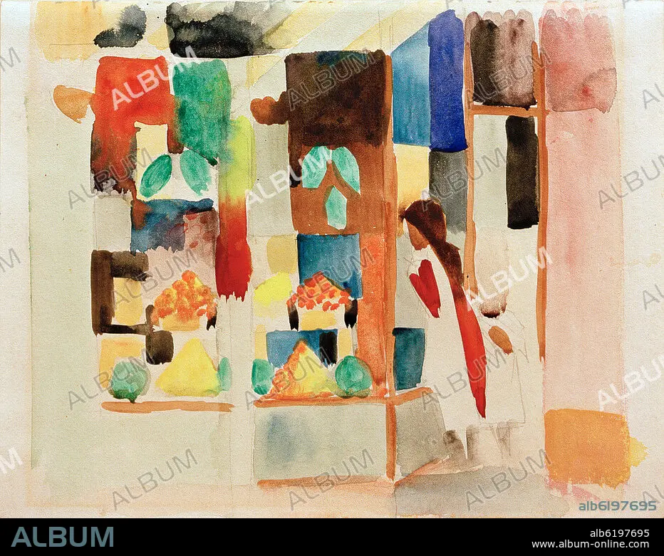 AUGUSTMACKE水彩画Kinder am Gemüseladen 1913 August Macke: Kinder im Gemüseladen I, 1913. Kunstdruck