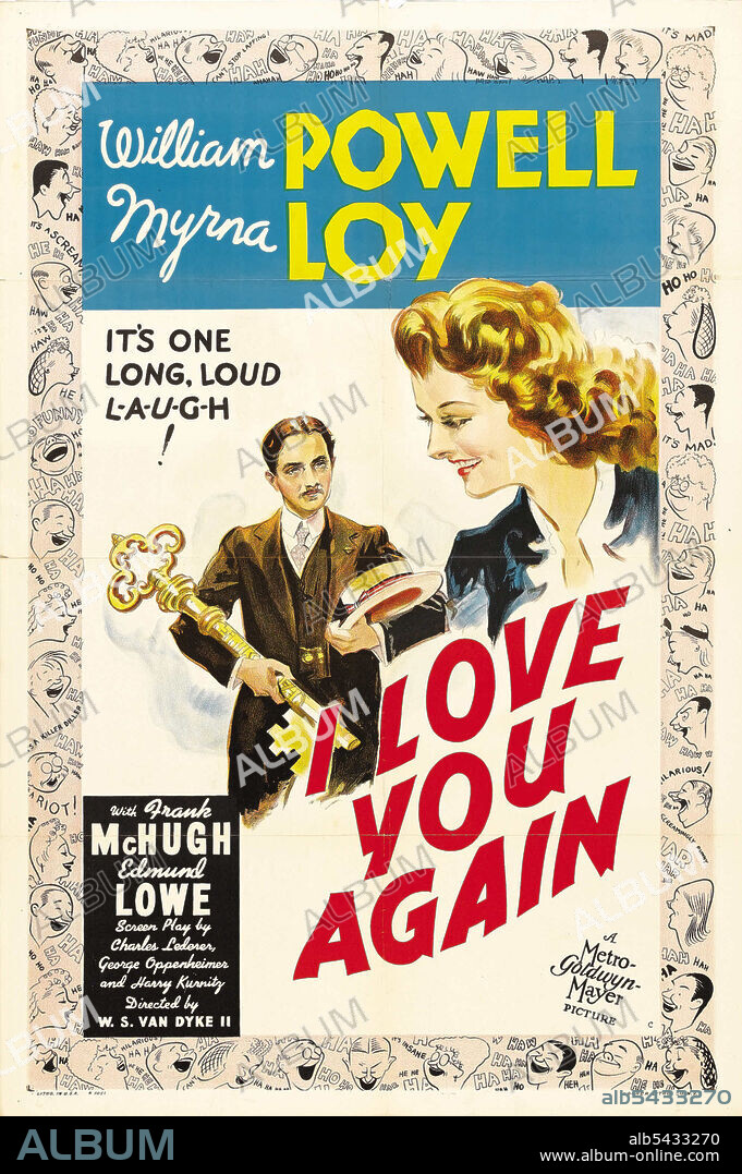 MYRNA LOY y WILLIAM POWELL en TE QUIERO OTRA VEZ, 1940 (I LOVE YOU AGAIN), dirigida por W. S. VAN DYKE. Copyright M.G.M.
