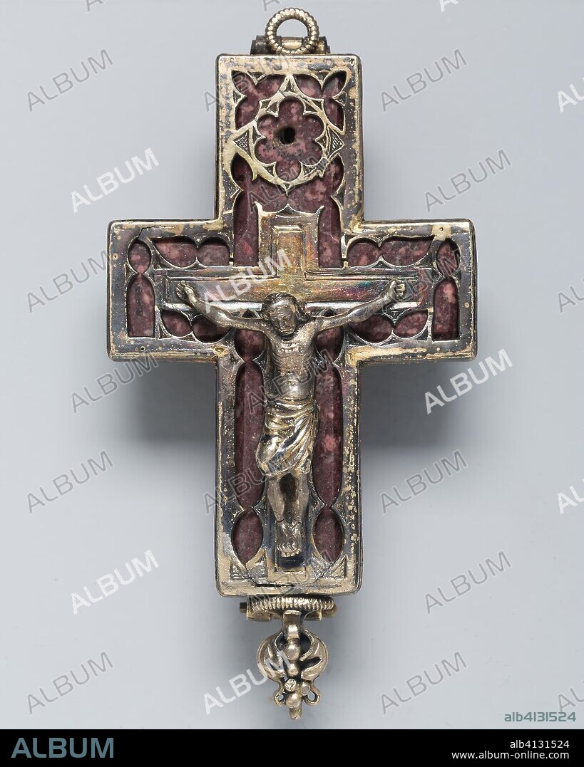 Double-Sided Pendant Reliquary Cross. German or Austrian. Date: 1467-1499. Dimensions: 9.5 × 4.9 cm (3 3/4 × 1 15/16 in.). Silver gilt and porphyry. Origin: Germany.