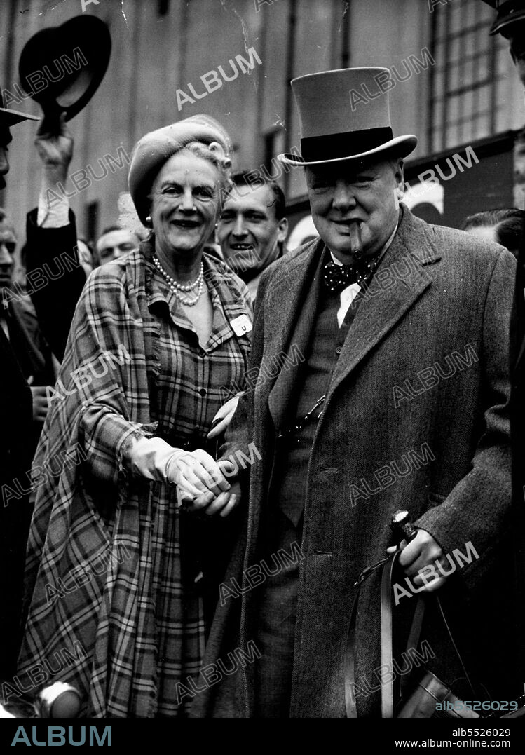 Backing ConservativeMr. and Mrs. Winston Churchill arrive at Epsom for the Derby today, June 4, Obvious bet for Britain's Tory Leader was Conservative. June 15, 1949. (Photo by Associated Press Photo).