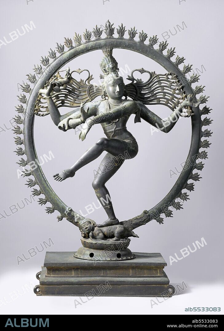 Nataraja or Nataraj ('The Lord - or King - of Dance'; Tamil: Kooththan) is a depiction of the Hindu god Shiva as the cosmic dancer Koothan who performs his divine dance to destroy a weary universe and make preparations for god Brahma to start the process of creation.  A Tamil concept, Shiva was first depicted as Nataraja in the famous Chola bronzes and sculptures of Chidambaram. The dance of Shiva in Tillai, the traditional name for Chidambaram, forms the motif for all the depictions of Shiva as Nataraja. He is also known as 'Sabesan' in Tamil which means 'The Lord who dances on a dais'. The form is present in most Shiva temples in South India, and is the main deity in the famous temple at Chidambaram.  The sculpture is usually made in bronze, with Shiva dancing in an aureole of flames, lifting his left leg (and in rare cases, the right leg) and balancing over a demon or dwarf (Apasmara) who symbolizes ignorance. It is a well known sculptural symbol in India and popularly used as a symbol of Indian culture.  The two most common forms of Shiva's dance are the Lasya (the gentle form of dance), associated with the creation of the world, and the Tandava (the violent and dangerous dance), associated with the destruction of weary worldviews - weary perspectives and lifestyles. In essence, the Lasya and the Tandava are just two aspects of Shiva's nature; for he destroys in order to create, tearing down to build again.