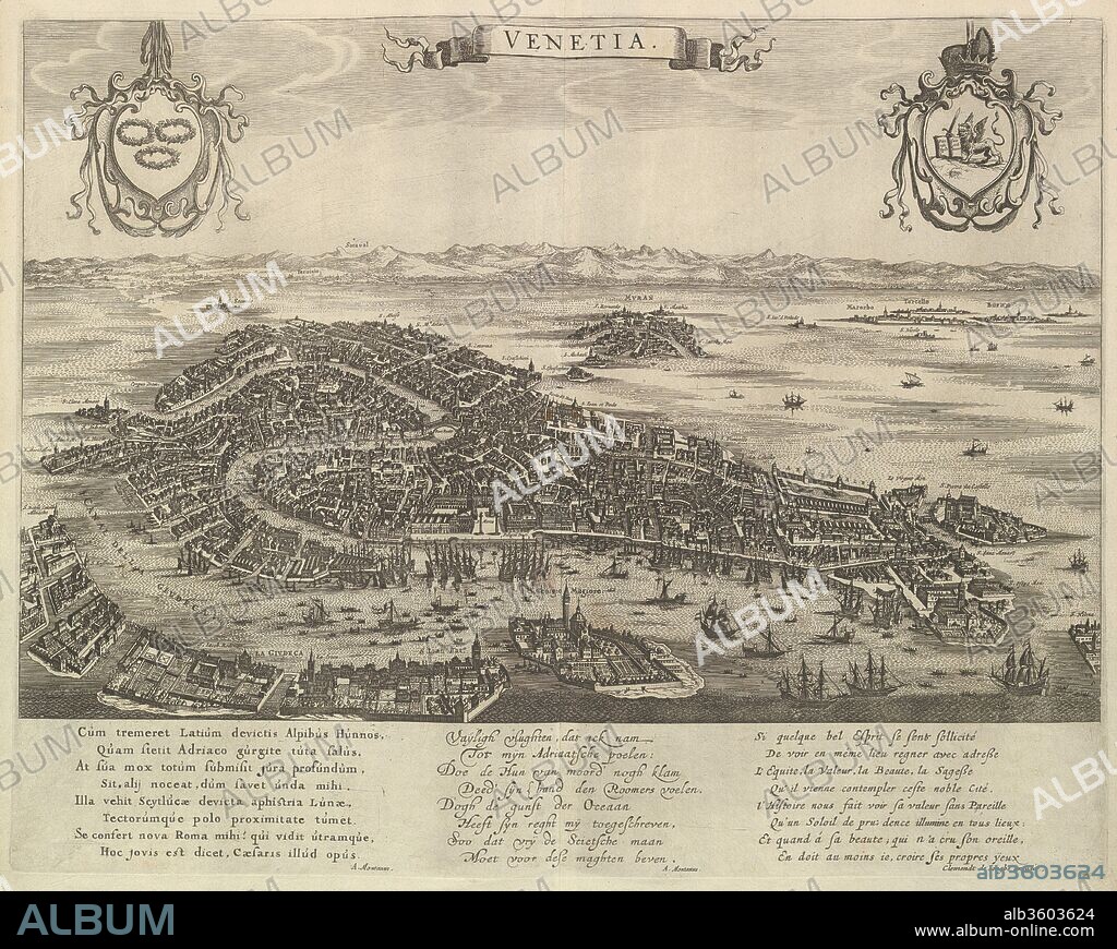 Map of Venice. Artist: Anonymous, Dutch, 17th century. Dimensions: sheet: 17 11/16 x 21 7/16 in. (45 x 54.4 cm)
plate: 15 15/16 x 20 1/16 in. (40.5 x 51 cm). Publisher: Clement de Jonghe (Dutch, Brunsbüttel (Landkreis Dithmarschen) 1624/1625-1677 Amsterdam). Date: 17th century.