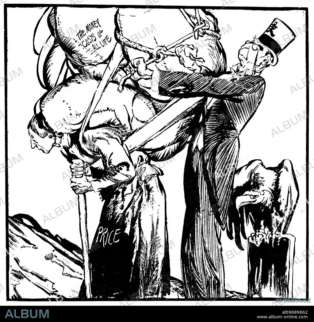 The Housewife who carries All . Drawing by Will Dyson , an Australian illustrator and political cartoonist , well known for his socialist viewpoint and his cartoons showing the financial crisis of the 1930s .