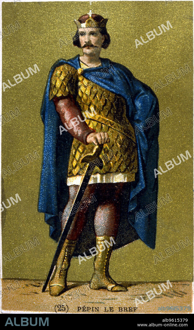 ANON. Pepin the Short, King of the Franks from 751, 19th century. Pepin III, the Short, (714-768) was the son of Charles Martel and the father of Charlemagne. In 759 he captured Narbonne, driving the Saracens out of France.