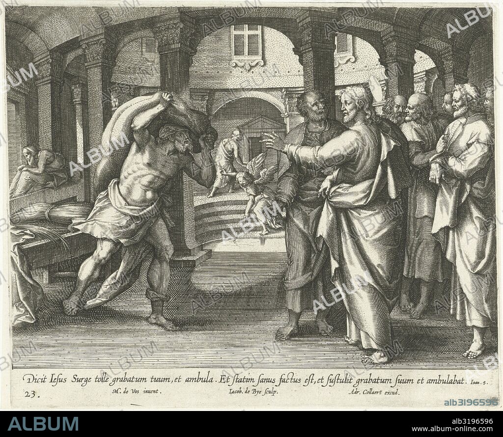 Healing of the man at the pool of Bethesda, Jacques de Bie, Adriaen Collaert, 1598 - 1618.