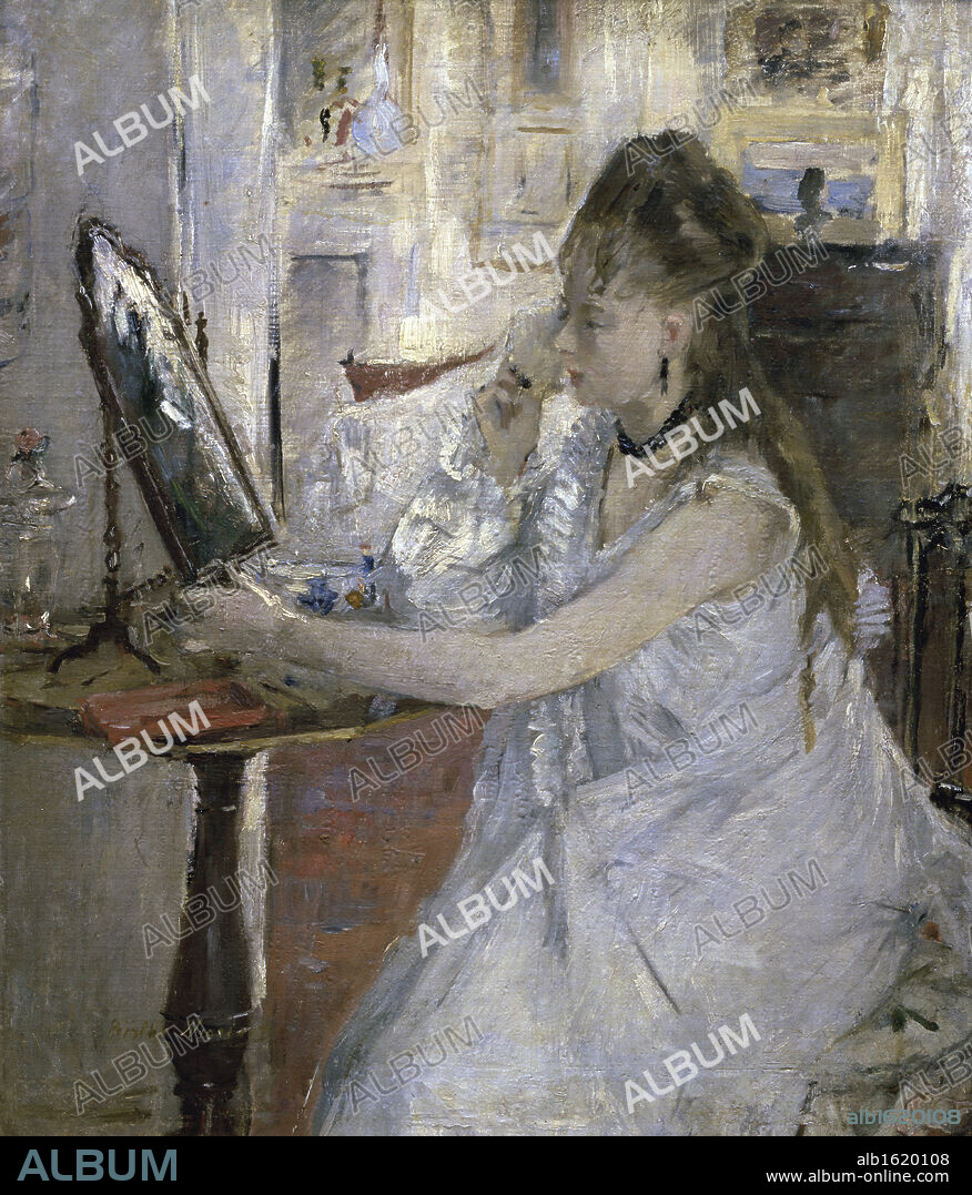 Young Woman Powdering Herself   (Femme a sa toilette)   1877   Berthe Morisot (1841-1895/French)   Musee d'Orsay, Paris.
