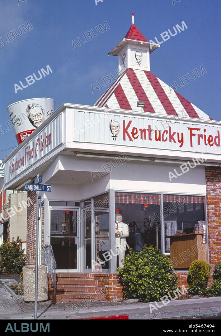 1970s America -   Colonel Sanders (Kentucky Fried Chicken, KFC) in Daly City, California 1978.