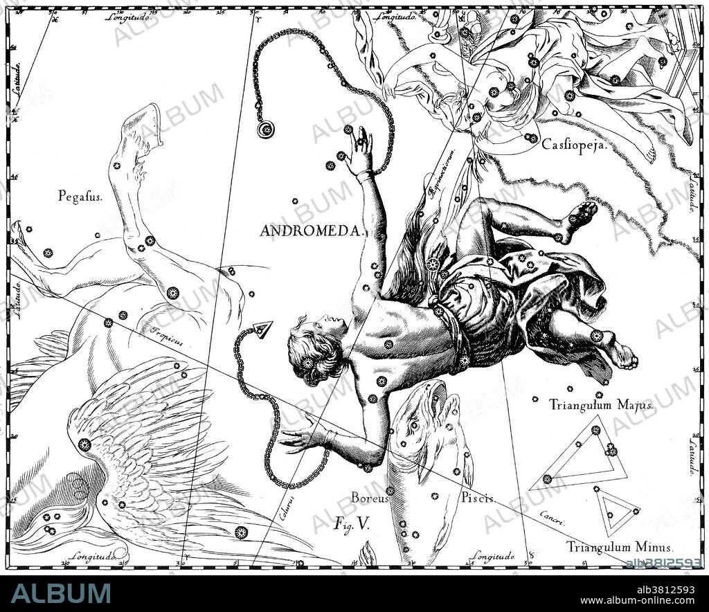Andromeda Constellation, Hevelius, 1687