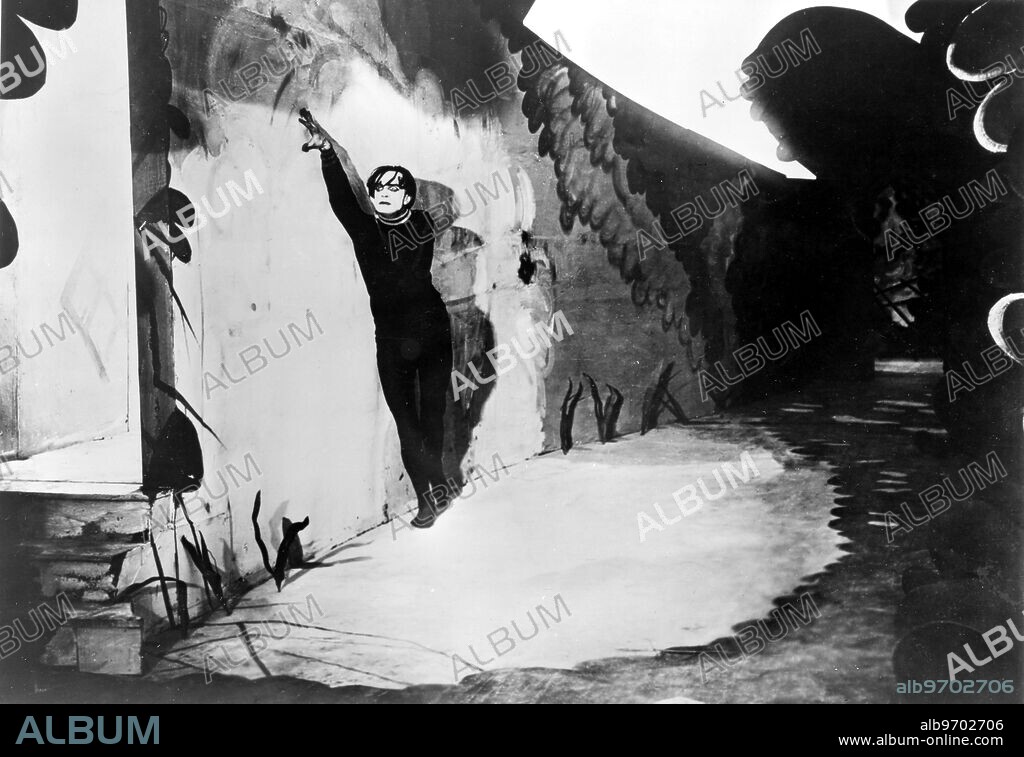 Cabinet of Dr. Caligari - silent film - Germany 1919-1920. Museum of Modern Art, New York. The Cabinet of Dr. Caligari (German: Das Kabinett des Doktor Caligari) is a groundbreaking 1920 silent film directed by Robert Wiene. It is one of the earliest, most influential and most artistically acclaimed German Expressionist films.. ©2006 TopFoto.