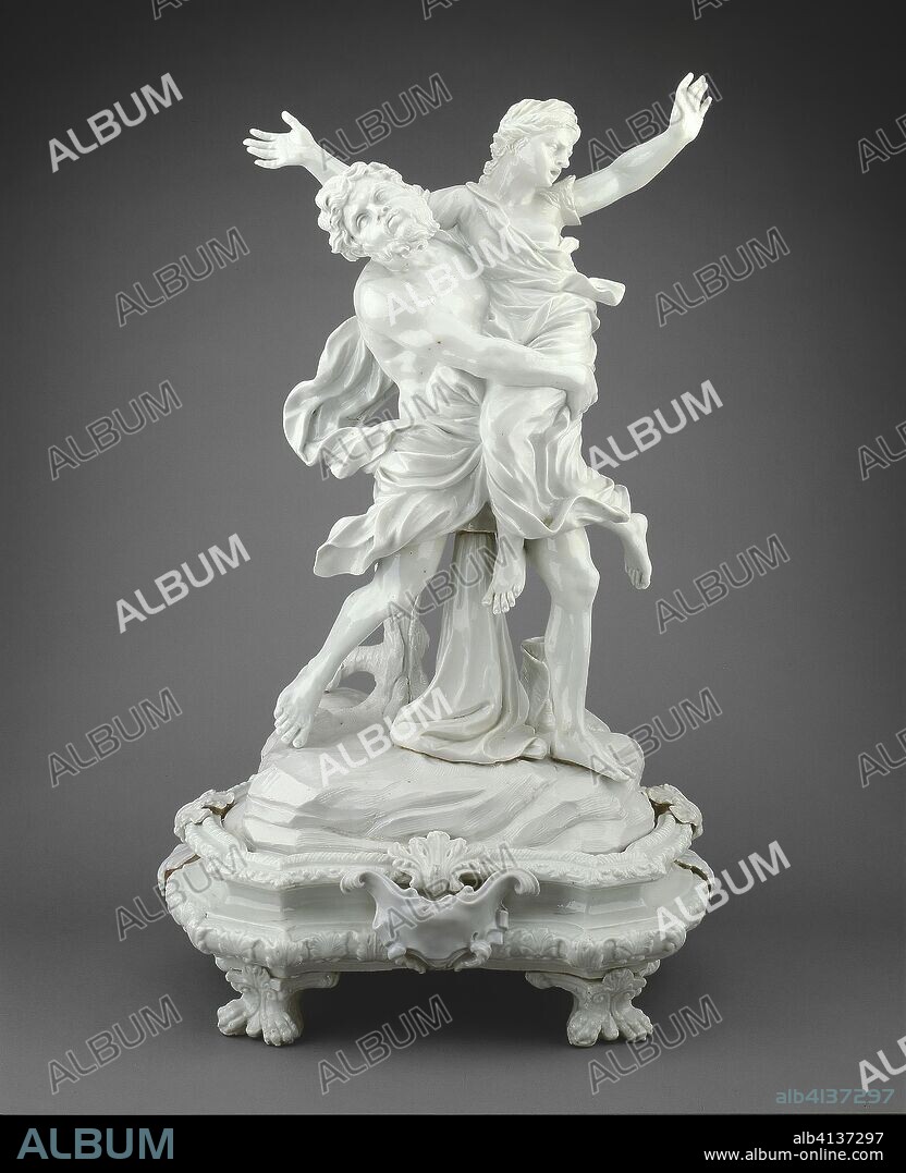 ITALY) MANIFATTURA GINORI (SESTO FIORENTINO. The Rape of Orithyia by Boreas. Doccia Porcelain Manufactory; Italian, founded 1737; Gaspero Bruschi (Attributed to); Italian, 1701-1778; Giovanni Battista Foggini (After); Italian, 1652-1725; Vincenzo Foggini(After); Italian, late 17th-early 18th century. Date: 1740-1750. Dimensions: 61 × 38.1 cm (24 × 15 in.). Hard-paste porcelain. Origin: Italy.