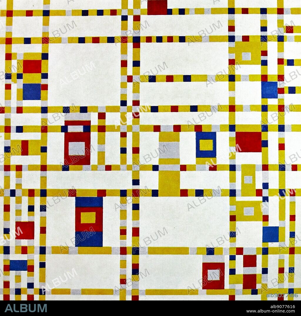 Painting by the famous Dutch artist Piet Mondrian (7th March 1872 - 1st February 1944), work titled 'Broadway boogie-woogie'. Painted in 1942.