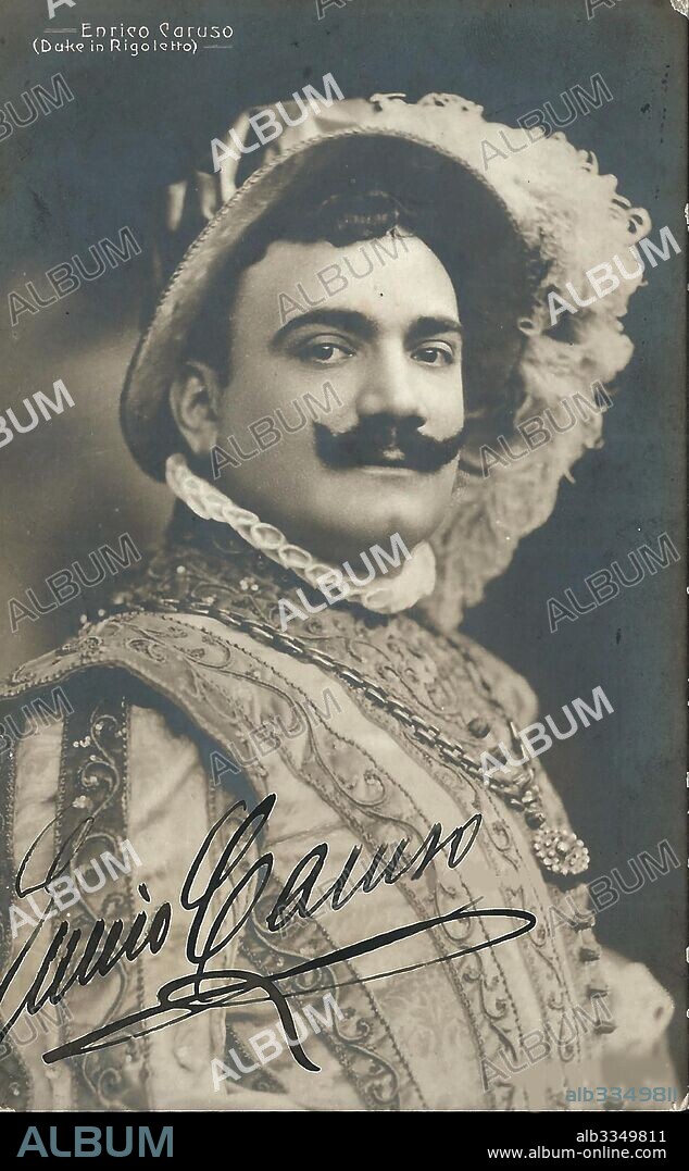 ANONYMOUS. Enrico Caruso (1873-1921) as Duke of Mantua in Opera Rigoletto by Giuseppe Verdi, November 1903.