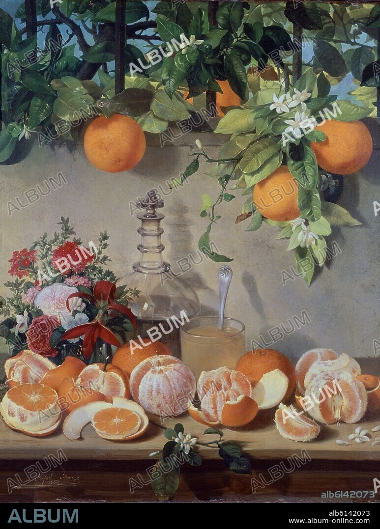 RAFAEL ROMERO BARROS. BODEGON DE LAS NARANJAS - SIGLO XIX.