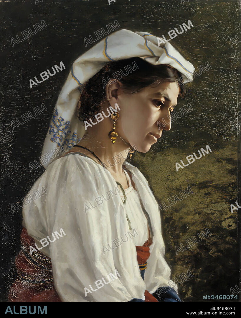 Hilda Eloise Granstedt, 3.5.1841, Helsinki, 21.5.1932, Helsinki, Italian Model, Half-Length Portrait, 1877, 63 × 50.5 cm, oil, oil on canvas.