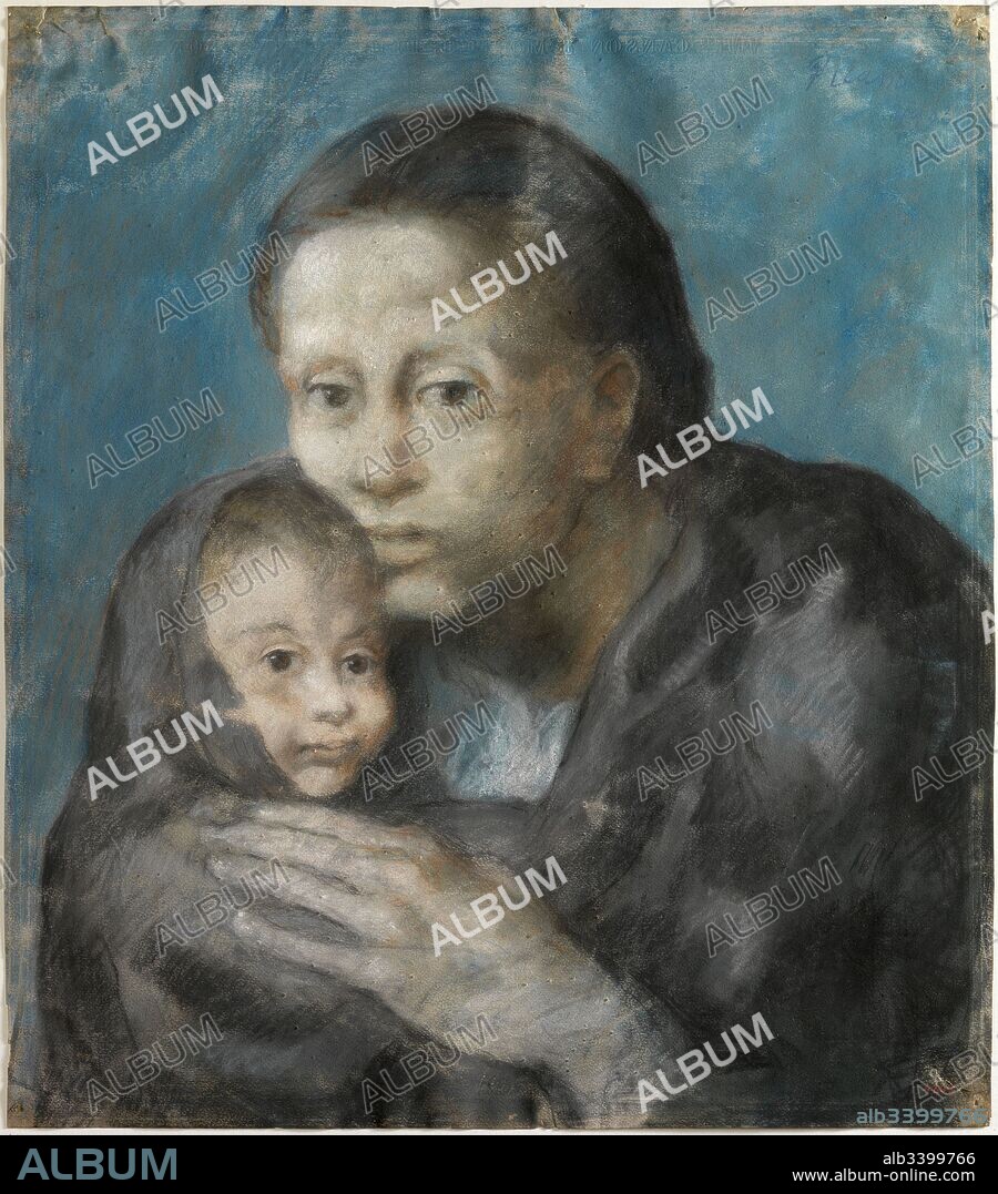 Pablo Picasso / 'Desamparados', 1903, Pastel y carboncillo sobre papel, 47 x 40 cm, MPB 4.269.