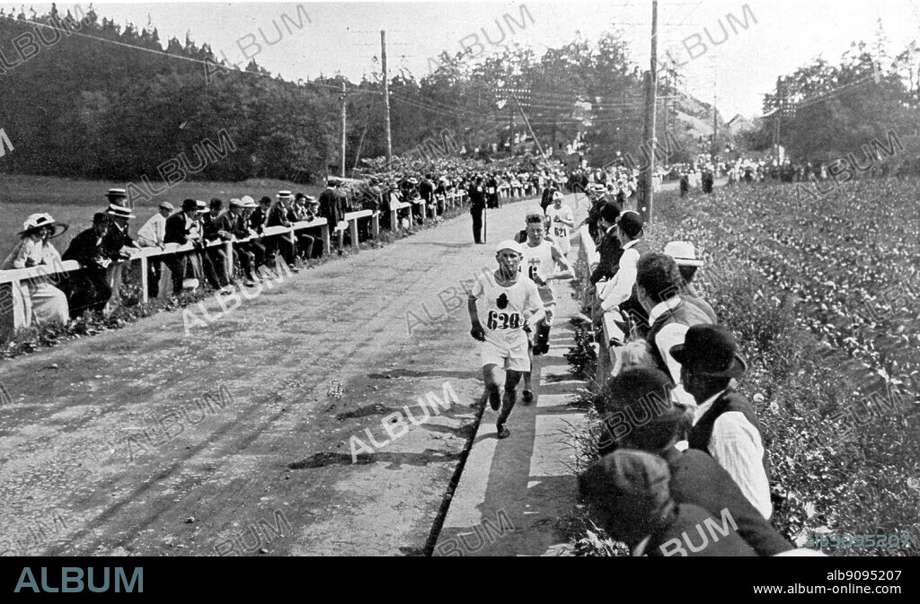 Hannes Kolehmainen (Finalnd) leading the marathon at the Olympic Games Stockholm 1912.