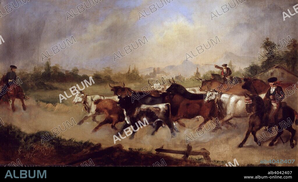 FRANCISCO DE PAULA BRINGAS (1827-1855). BRINGAS, FRANCISCO DE PAULA SPANISH PAINTER. 1827 - 1855 "LA TORADA" MUSEUM OF FINE ARTS. BILBAO BULLFIGHTING.