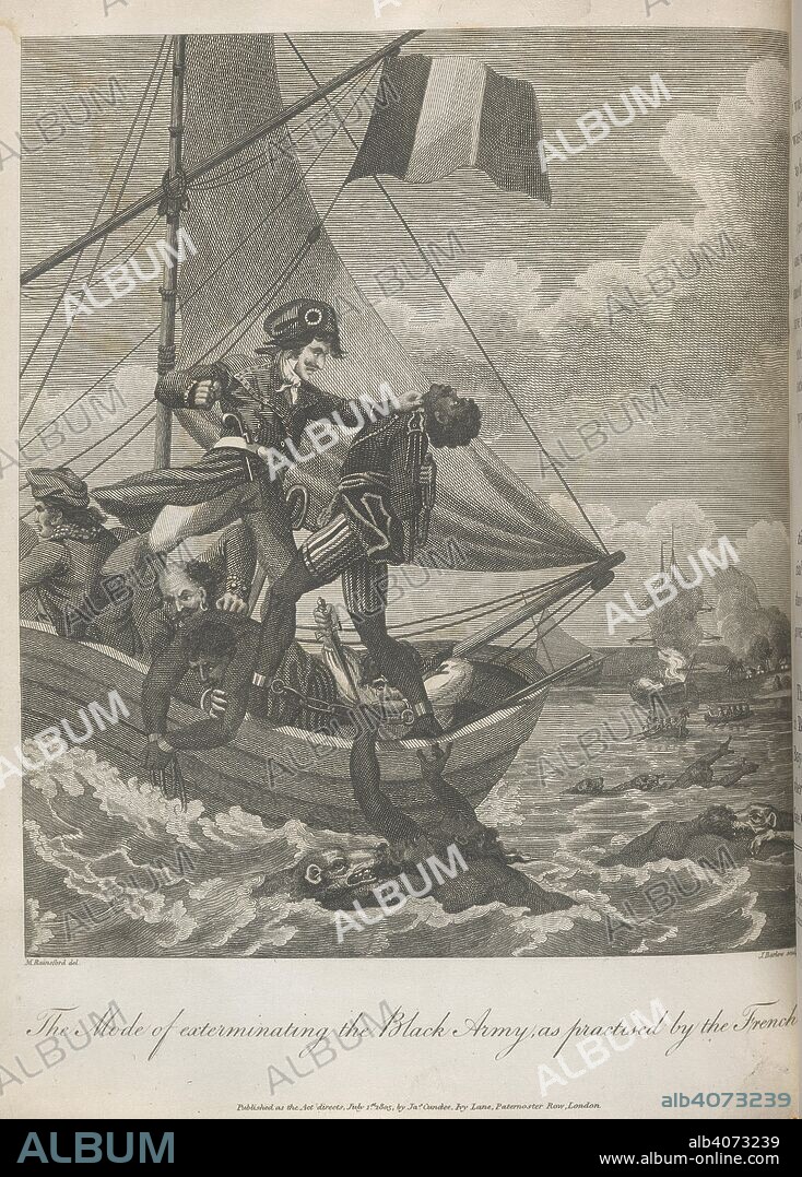 MARCUS RAINSFORD, CAPTAIN MARCUS RAINSFORD and J BARLOW. Mode of exterminating. An historical account of the Black Empire of Hayti. London, 1805. The Mode of exterminating the Black Army, as practised by the French.  Image taken from An historical account of the Black Empire of Hayti; comprehending a view of the principal transactions in the revolution of Saint Domingo, etc.  Originally published/produced in London, 1805. . Source: 797.dd.10, opposite 323. Language: English.