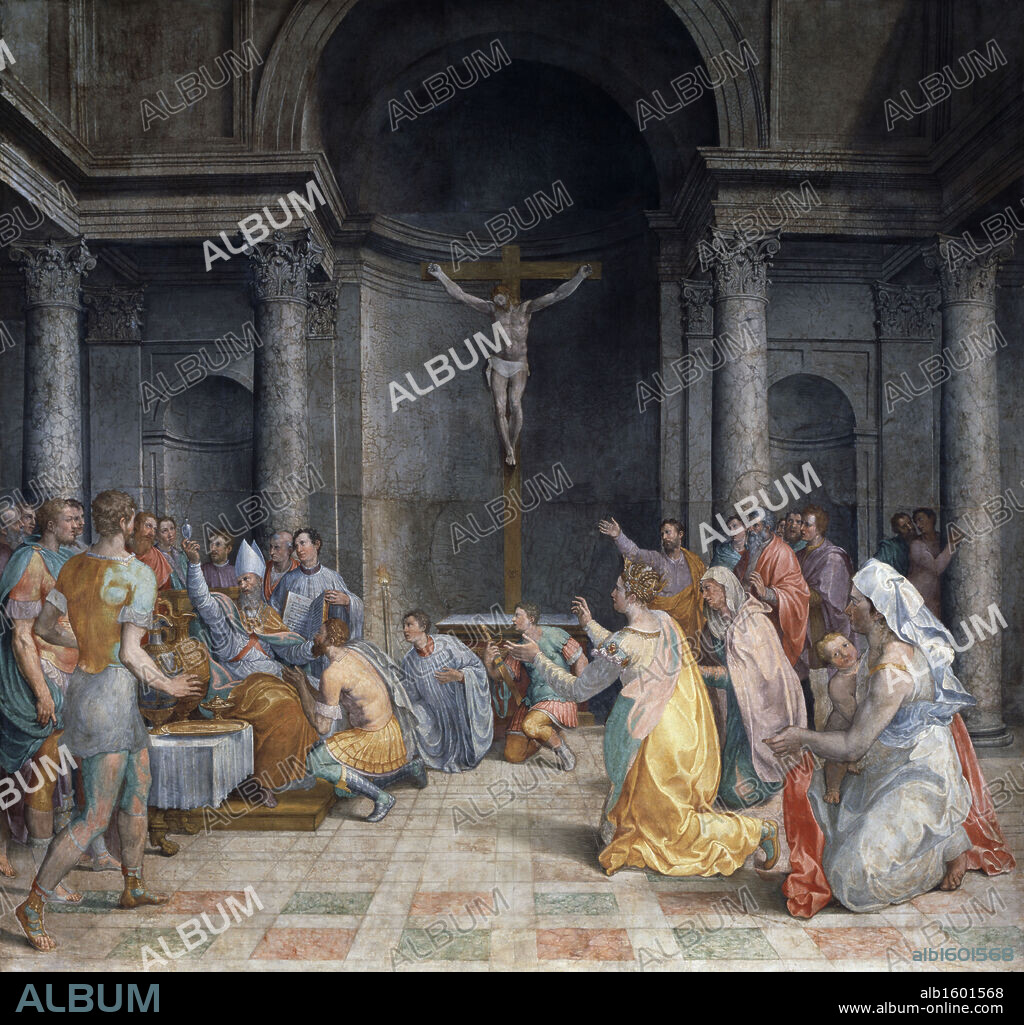 Baptism Of Clodoveo  Girolamo Siciolante (ca.1514-1575 Italian)  San Luigi dei Francesi, Rome, Italy.