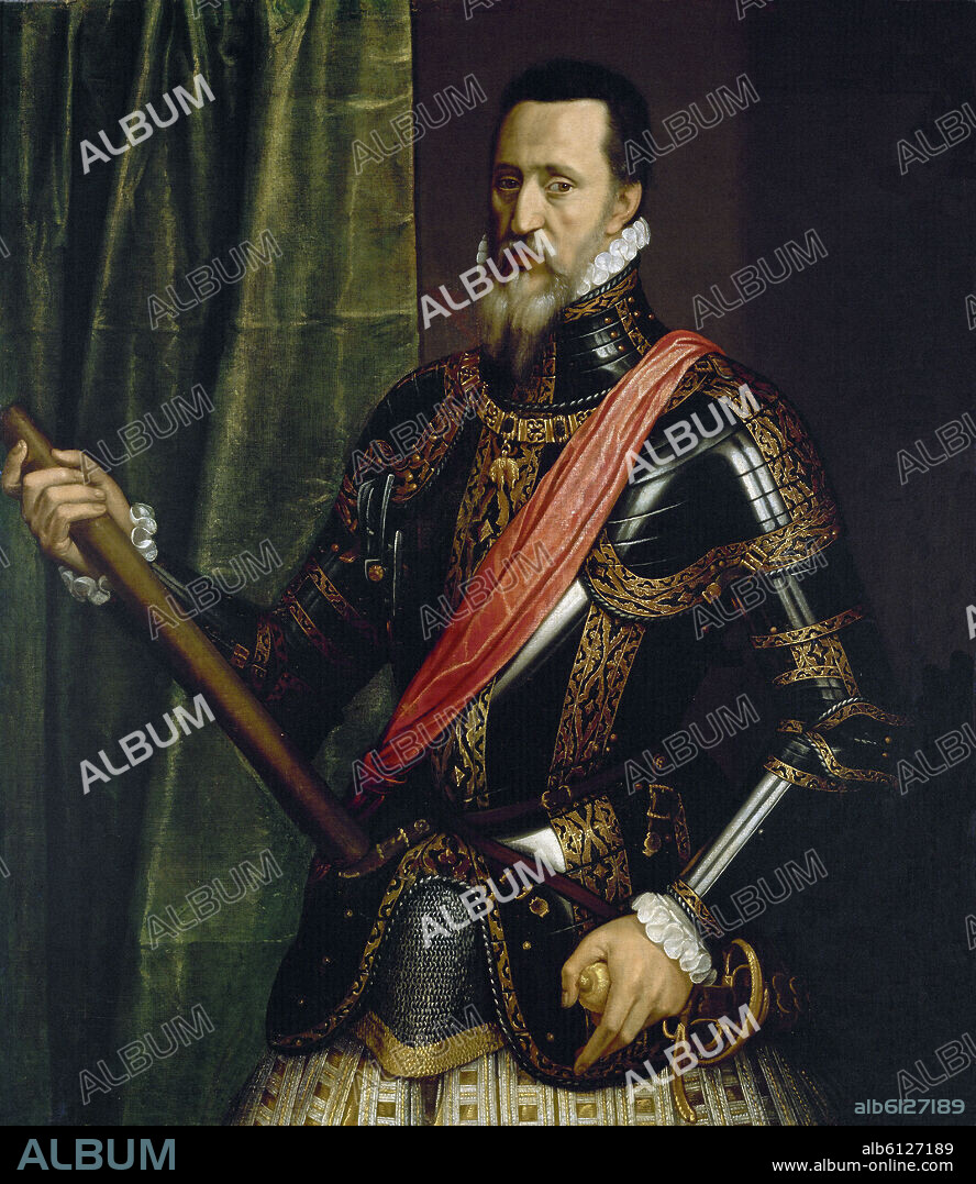 ALONSO SANCHEZ COELLO (1531-1588). FERNANDO ALVAREZ DE TOLEDO - III DUQUE DE ALBA - 107X97 CM - 1567 - RENACIMIENTO ESPAÑOL.