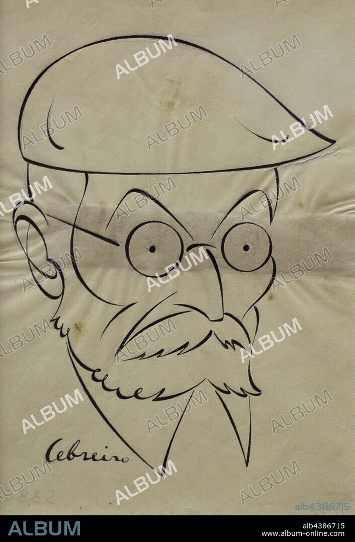 Miguel de Unamuno (1864-1936). Escritor español perteneciente a la Generación del 98. Retrato por Álvaro Cebreiro (1903-1956), 1954. Tinta sobre papel. Museo de Bellas Artes. La Coruña. Galicia. España.