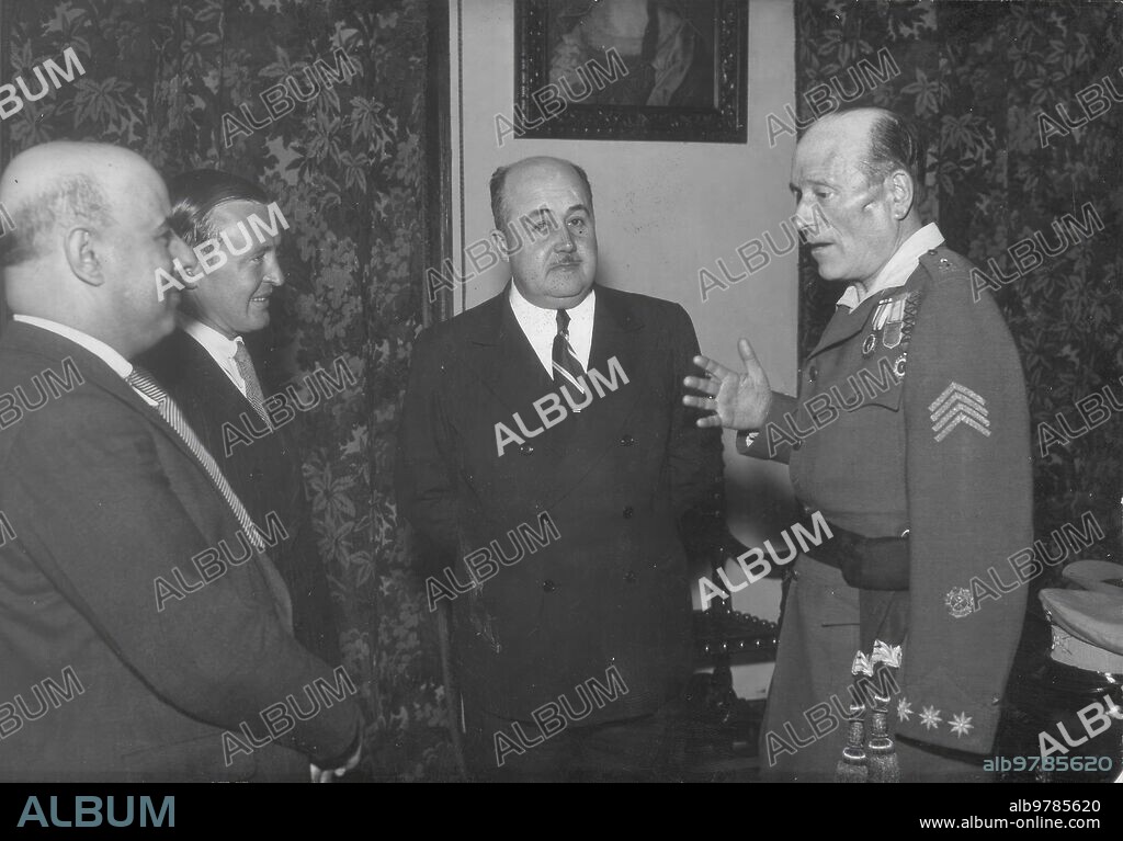 11 junio 1939. Foto: Félix Correia. Junto al embajador español en Lisboa, Nicolas Franco, Millan Astray Declara al representante de Abc:; "de los Viriatos no Hay más que decir que son Portugueses -y los Portugueses Han Sido siempre los Mejores Legionarios".