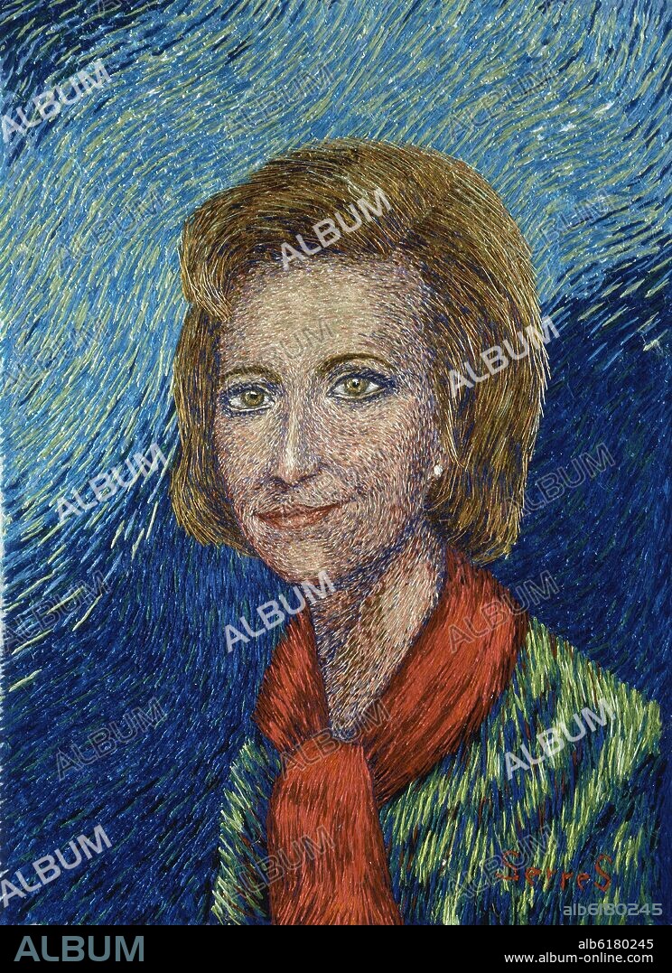 MARIA DOLORES SERRES SENA. BORDADO - RETRATO FEMENINO.