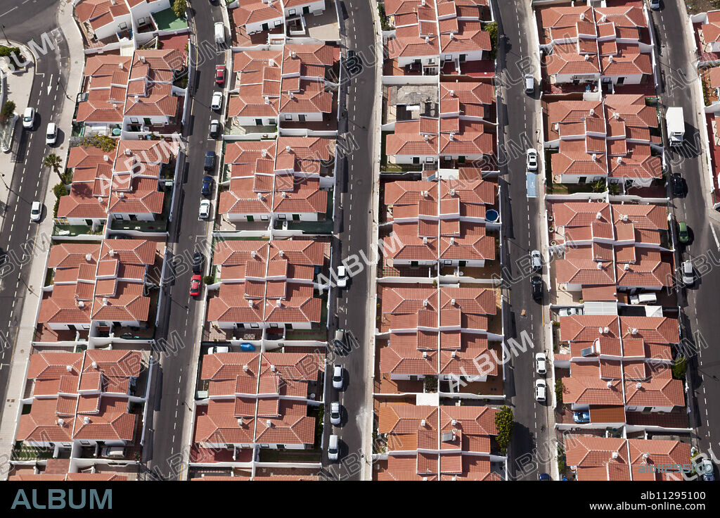 Aerial View Streets of Abades, Tenerife, Spain.