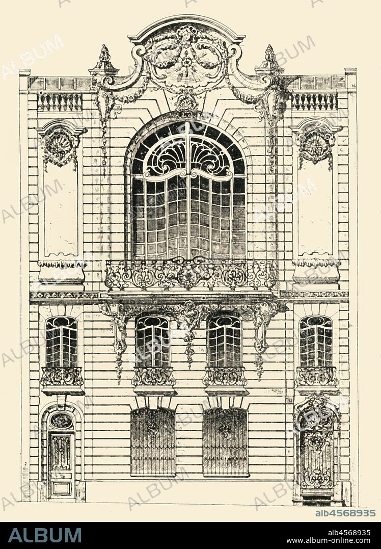Private house in Paris, 1903. 'Hôtel Particulier à Paris'. Architect, Eugène-Émile Esnault-Pelterie. From "La Revue De L'Art Ancien et Moderne" - Volume XIV, July-December 1903, [Paris, 1903].