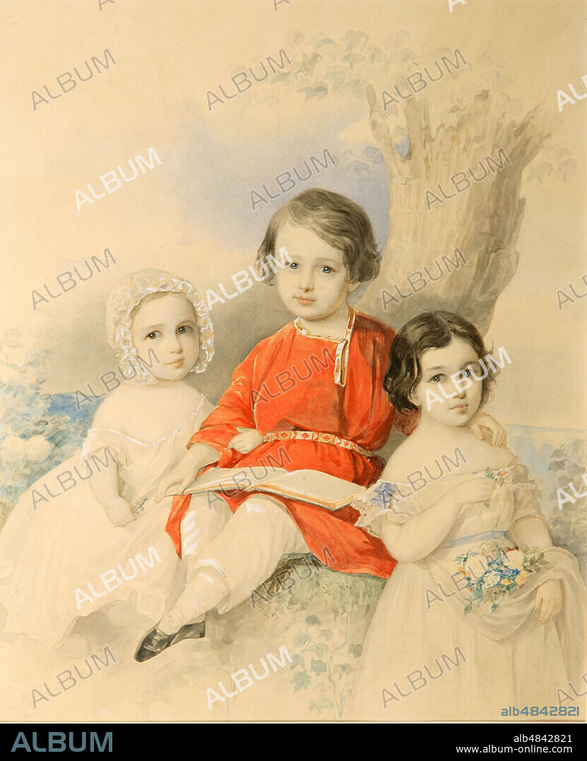 HAU (GAU), VLADIMIR (WOLDEMAR) IVANOVICH. Children in a landscape.