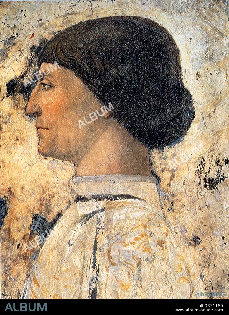 PIERO DELLA FRANCESCA. Sigismondo Pandolfo Malatesta (Detail of Fresco in Tempio Malatestiano, Rimini).