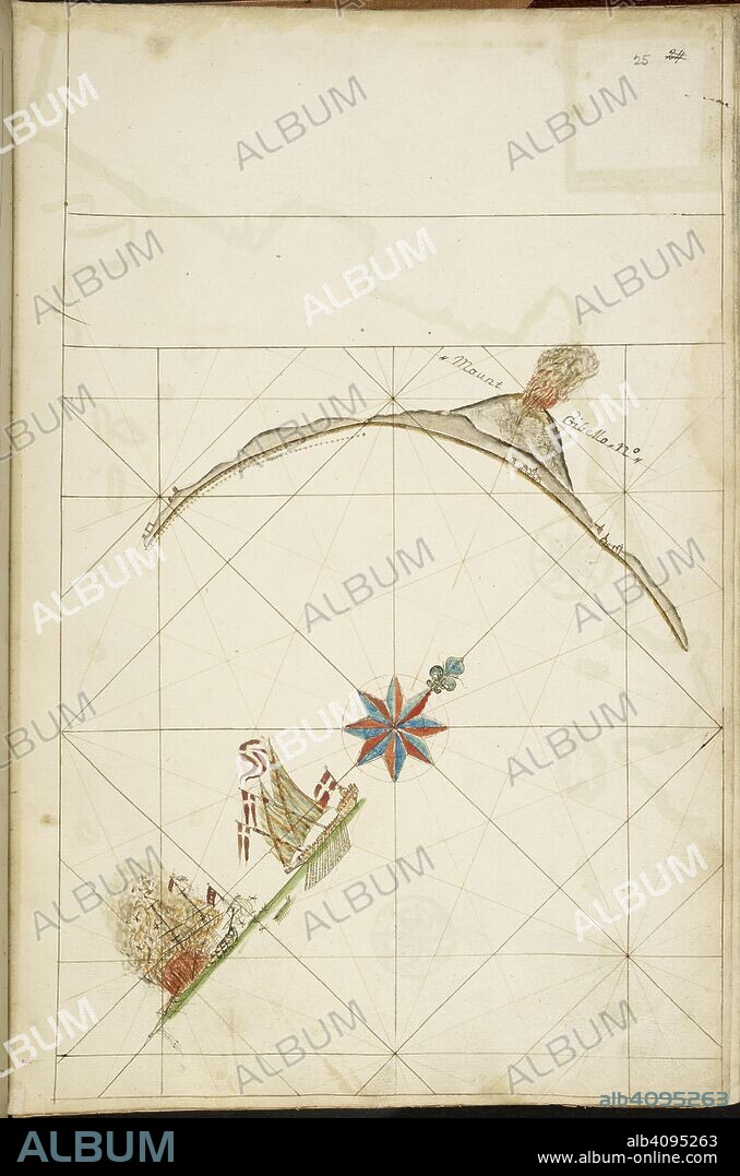 CAPT. JOHN KEMPTHORNE. View of Mount Gibello, Sicily. Charts and plans by Capt. J. Kempthorne, during his voyage to Bombay: 1688-1690. 1688. Source: Sloane 3665, f.25.