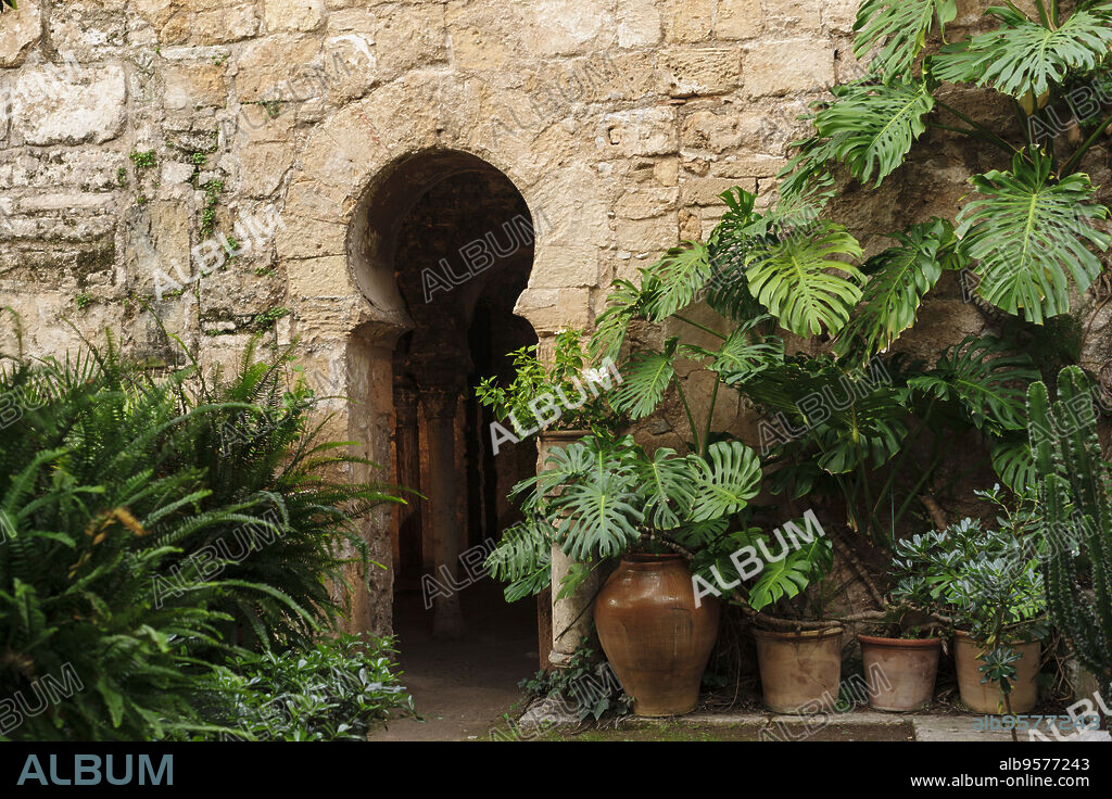 baños árabes, - Banys Àrabs - portal con arco de herradura , siglo X, Palma, Mallorca, islas baleares, españa, europa.
