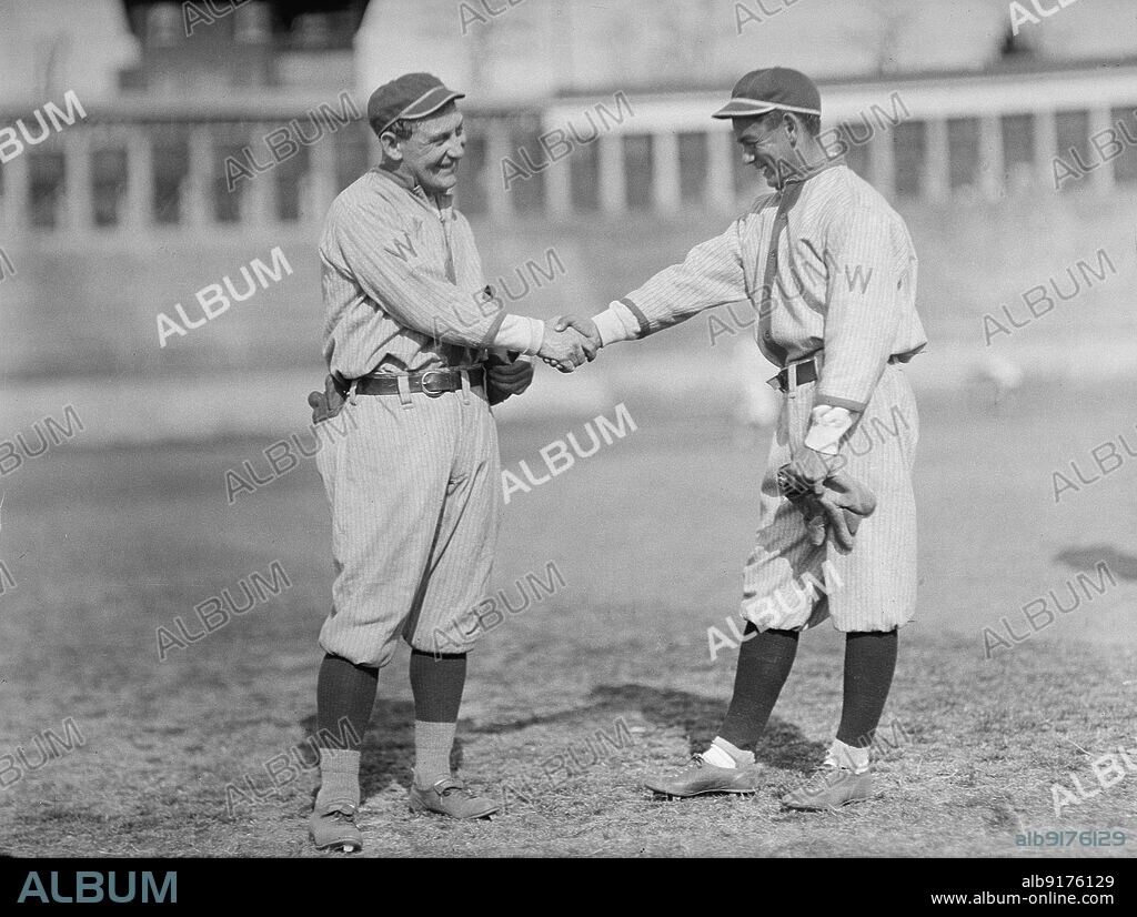 HARRIS & EWING. William "Germany" Schaefer And Merito Acosta, Washington Al, at University of Virginia, Charlottesville (Baseball), ca. 1913-1914.