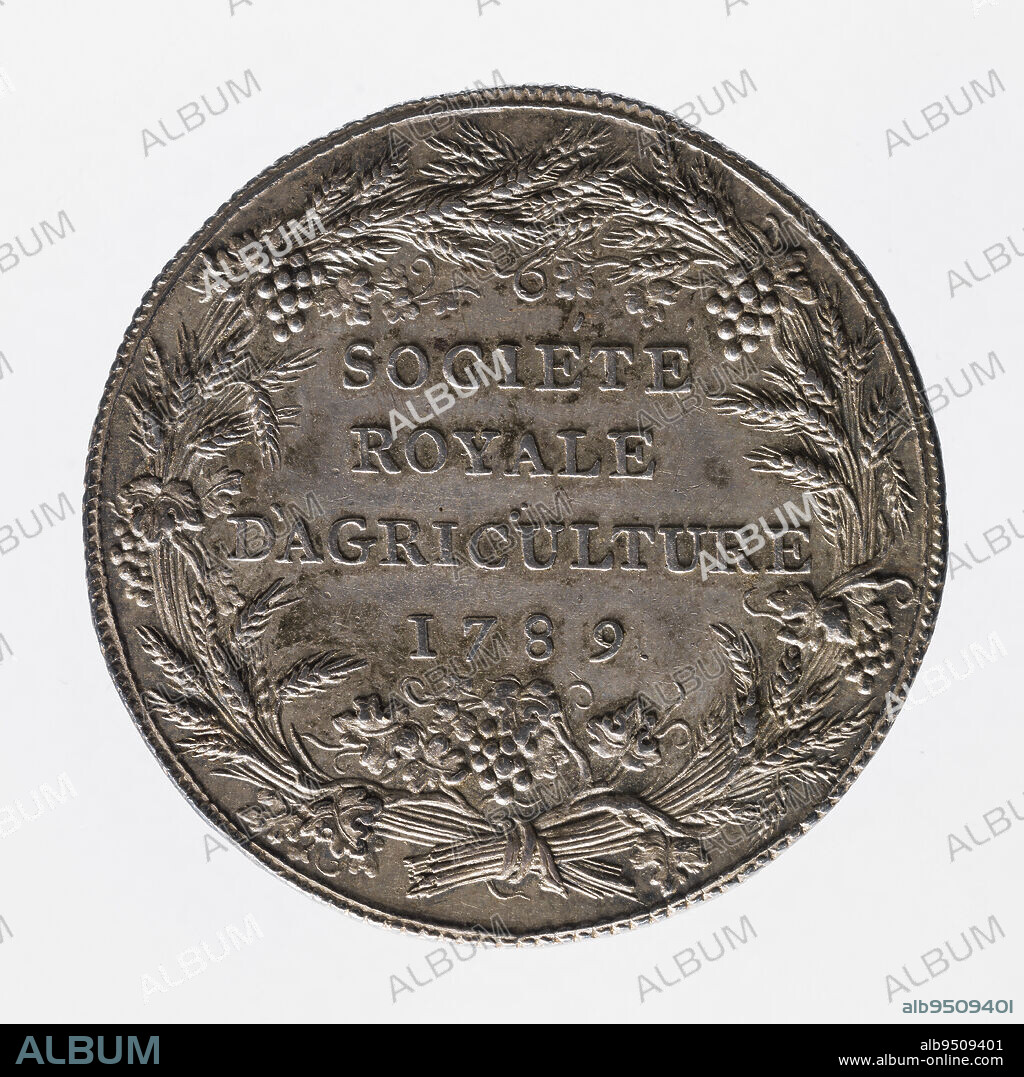 Royal Society, 1789, Duvivier, Pierre Simon Benjamin, Engraver in medals, Dupré, Augustin or Auguste, Engraver in medals, In 1789, 4th quarter of the 18th century, Numismatics, Token (numismatics), Silver, Paris, Paris, Dimensions - Work: Diameter: 3.2 cm, Weight (type dimension): 13.02 g.