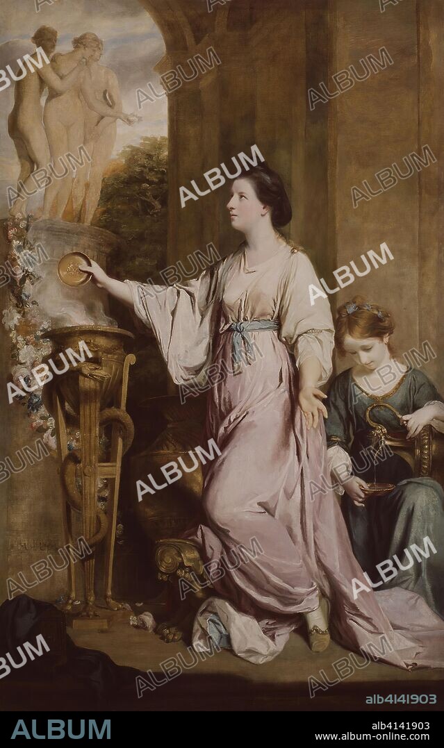 Lady Sarah Bunbury Sacrificing to the Graces. Sir Joshua Reynolds; English, 1723-1792. Date: 1763-1765. Dimensions: 242.6 × 151.5 cm (95 1/2 × 59 3/4 in.). Oil on canvas. Origin: England.