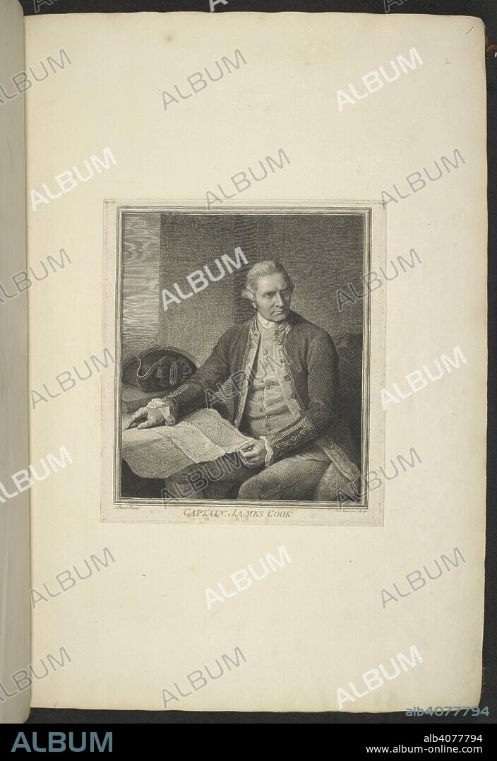 Portrait of Captain James Cook (1728-1779). A Collection of Drawings made in the Countries visited by Captain Cook in his First Voyage, 1768-1771. Source: Add. 23920, f.1. Language: English.