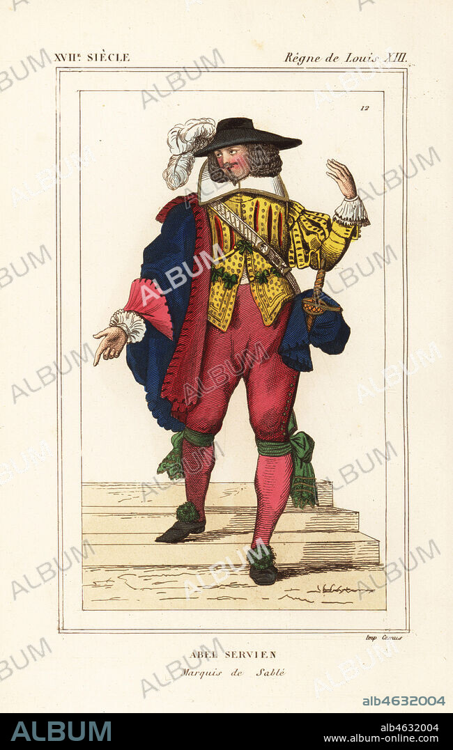 Abel Servien, Marquis de Sable, French diplomat, 1593-1669. Handcoloured lithograph after a contemporary engraving from Le Bibliophile Jacob aka Paul Lacroix's Costumes Historiques de la France (Historical Costumes of France), Administration de Librairie, Paris, 1852.