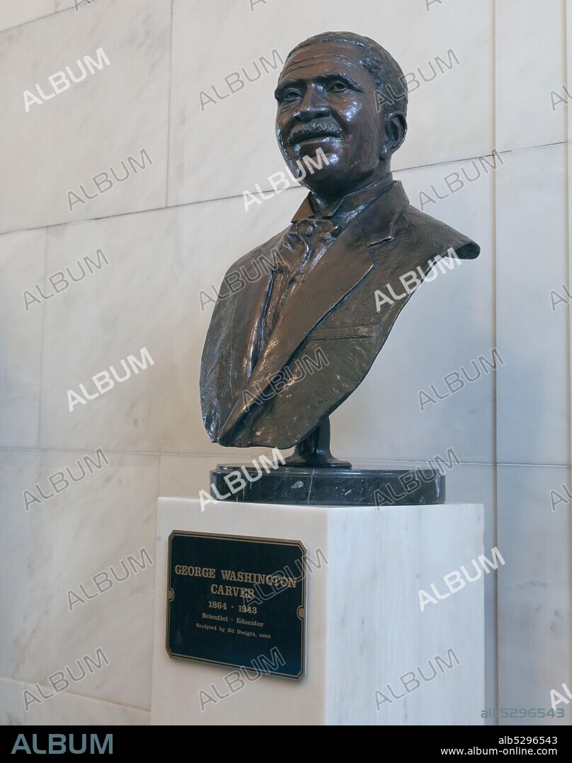 Statue of George Washington Carver at the Alabama Department of Archives and History, Montgomery, Alabama; George Washington Carver (January 1864– January 5, 1943), was an American scientist, botanist, educator, and inventor. The exact day and year of his birth are unknown; he is believed to have been born before slavery was abolished in Missouri in January 1864.